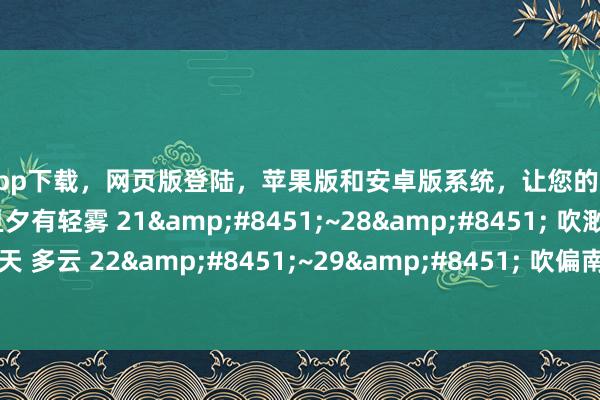 支持app下载，网页版登陆，苹果版和安卓版系统，让您的资金得到最完善的保障旦夕有轻雾 　　21&#8451;~28&#8451; 　　吹渺小的东南风 　　后天 　　多云 　　22&#8451;~29&#8451; 　　吹偏南风-九游会J9·(china)官方网站-真人游戏第一品牌